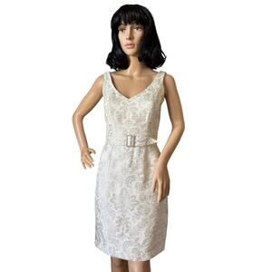 Vintage Atelier Tracy & Michael Brocade white & silver dress style 252L7 size 4